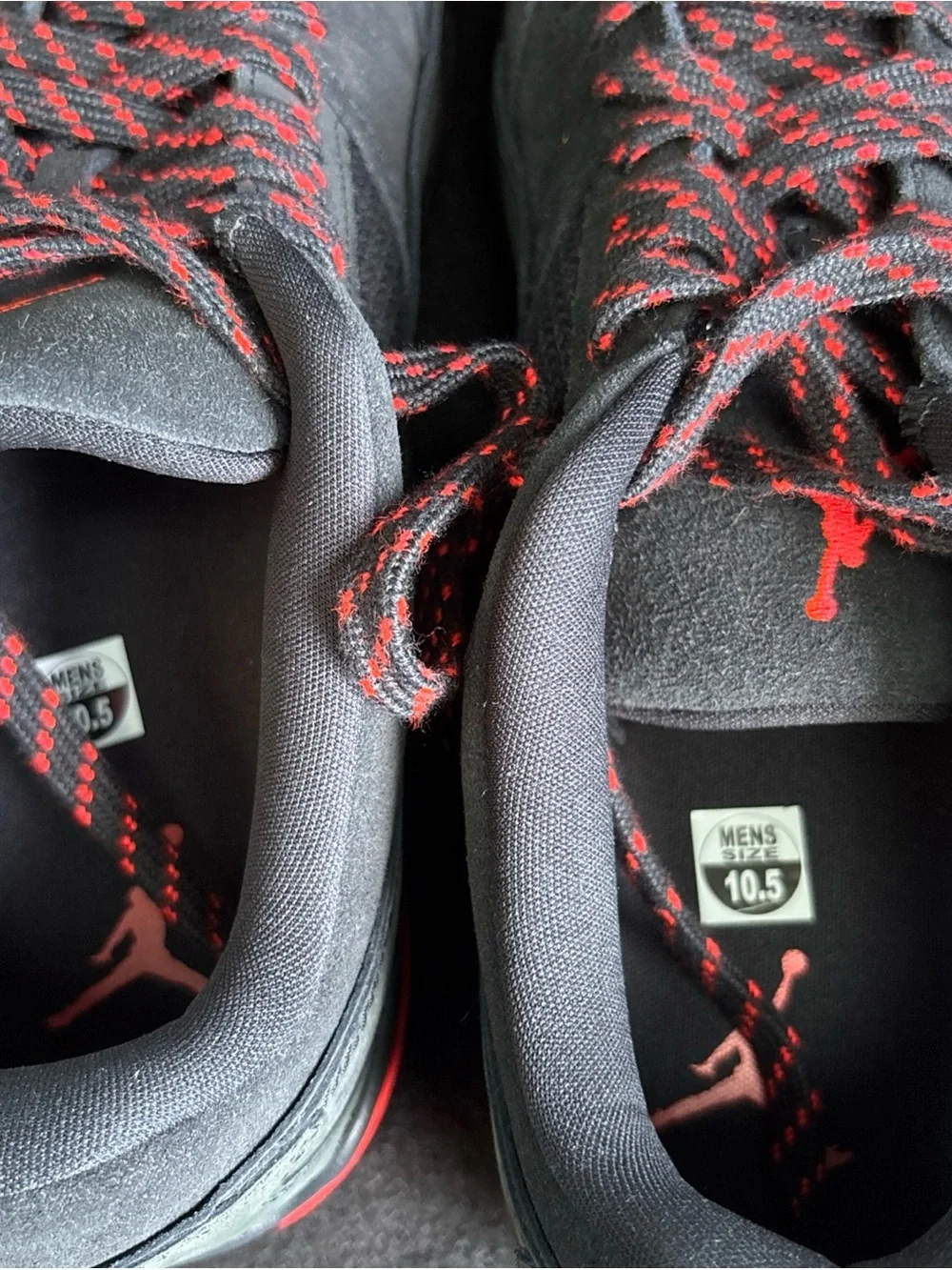 Jordan Men's Black and Red Low-Top Suede Sneakers